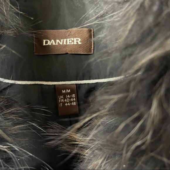 Danier Leather Puffer Nylon Coat Removable Fur Collar Zip Pockets Parka Jacket M - Picture 9 of 16